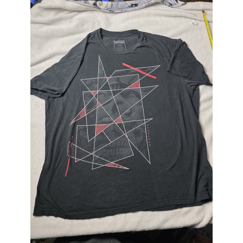 Sean John Men's 2XL Black Graphic T Shirt Abstract Geometric Y2K Hip Hop Tee